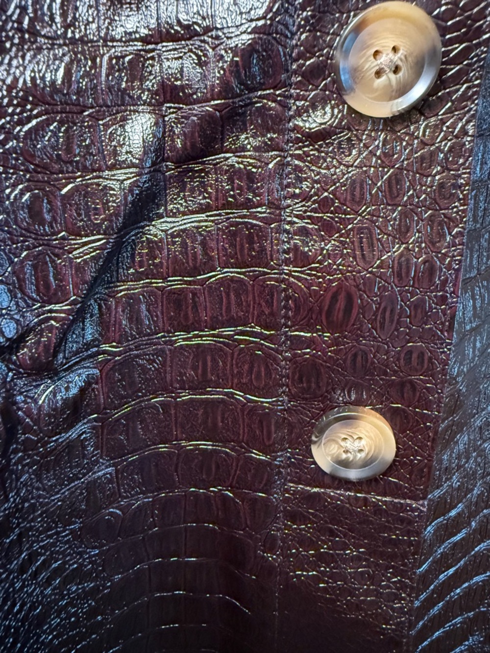 Rachel Comey Faux Croc Button-Front Midi Skirt — Dark Chocolate Brown /Deep Wine - Picture 4 of 9